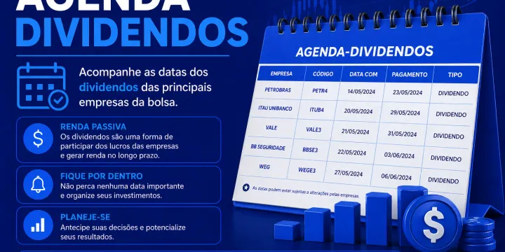 Ilustração representativa de dividendos, moedas e rendimentos financeiros