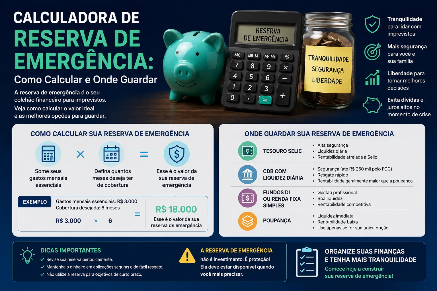 Ilustração representativa sobre Reserva de Emergência: O Que É, Quanto Juntar e Onde