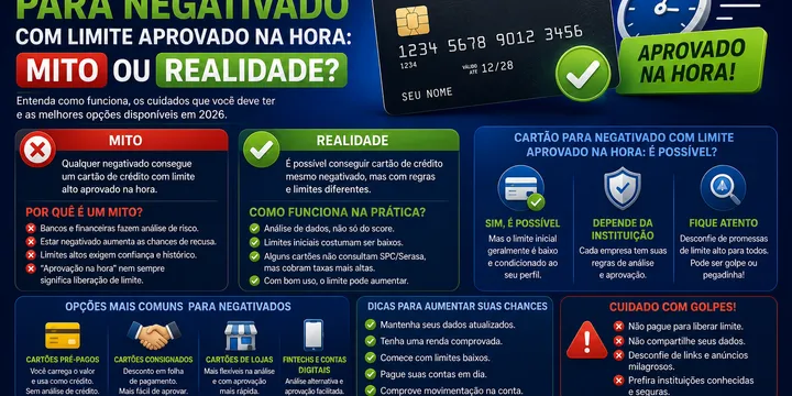 Cartão de Crédito para Negativado com Limite Aprovado na Hora: Mito ou Realidade?
