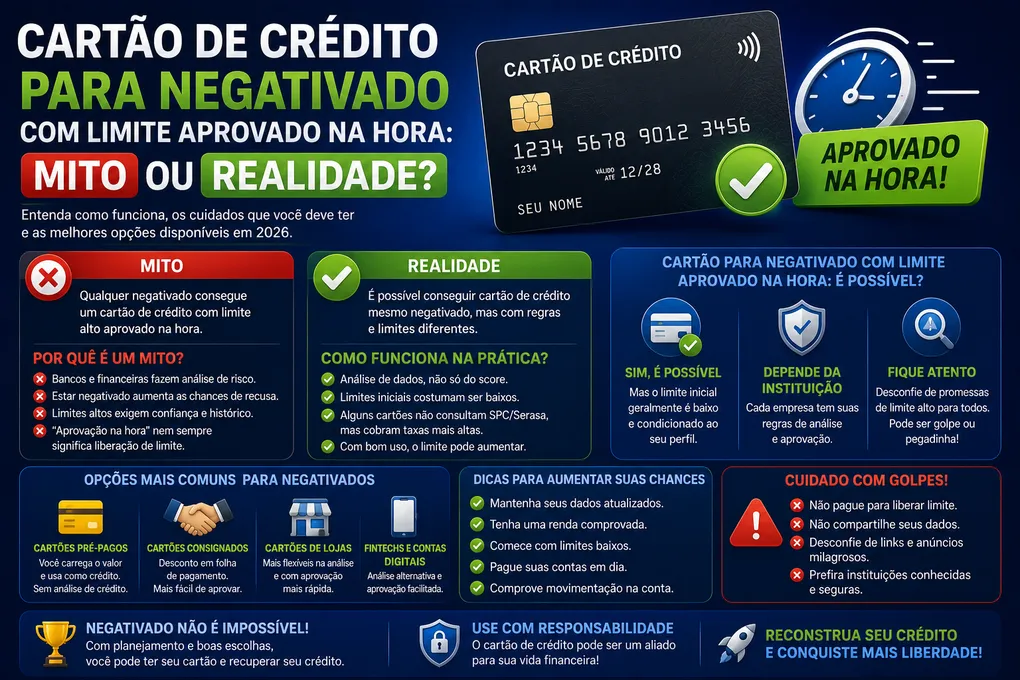 Cartão de Crédito para Negativado com Limite Aprovado na Hora: Mito ou Realidade?
