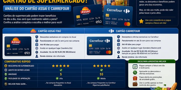 Vale a Pena Fazer Cartão de Supermercado? Análise do Cartão Assaí e Carrefour