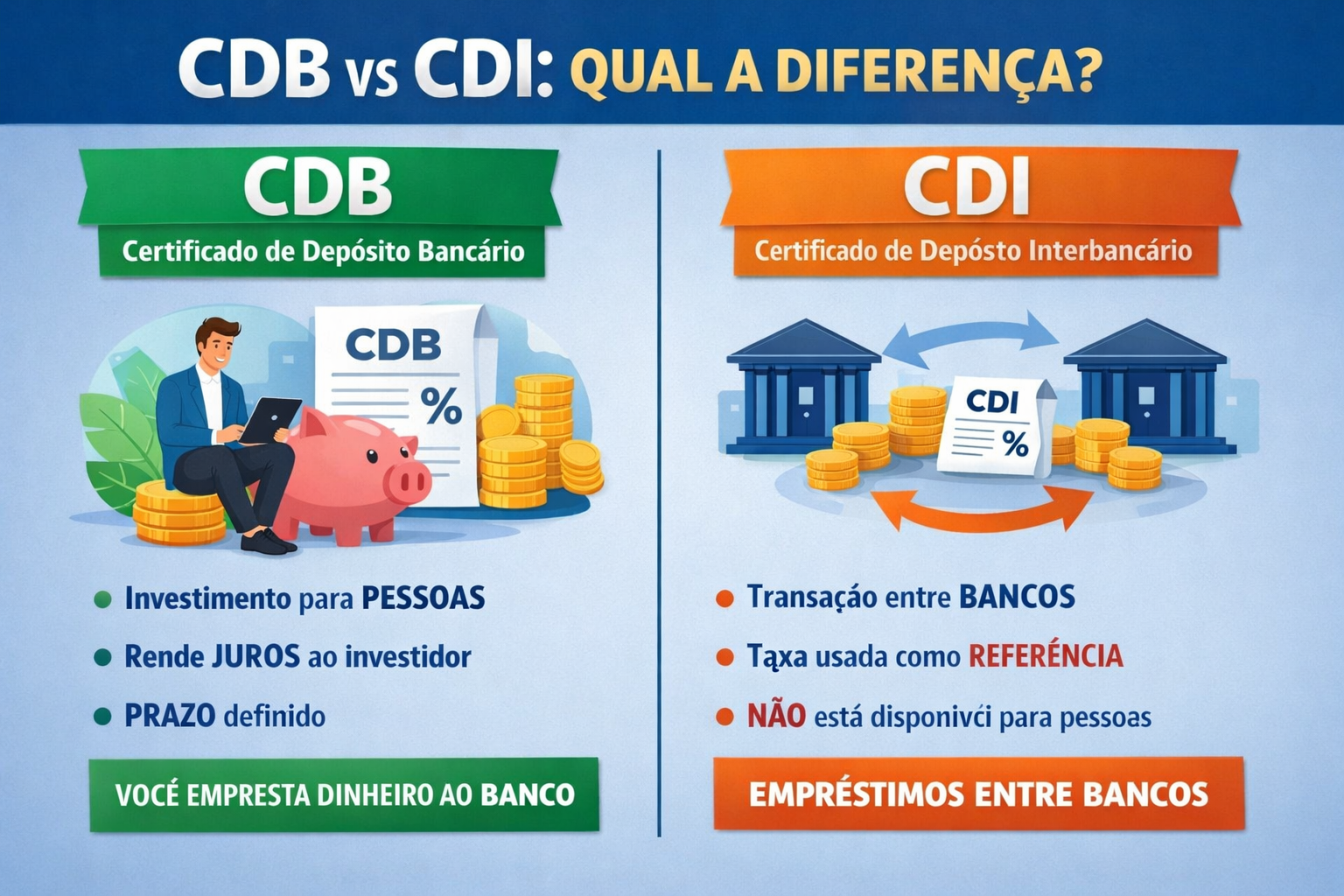 Diferença entre CDB e CDI: O Guia Definitivo e Simples