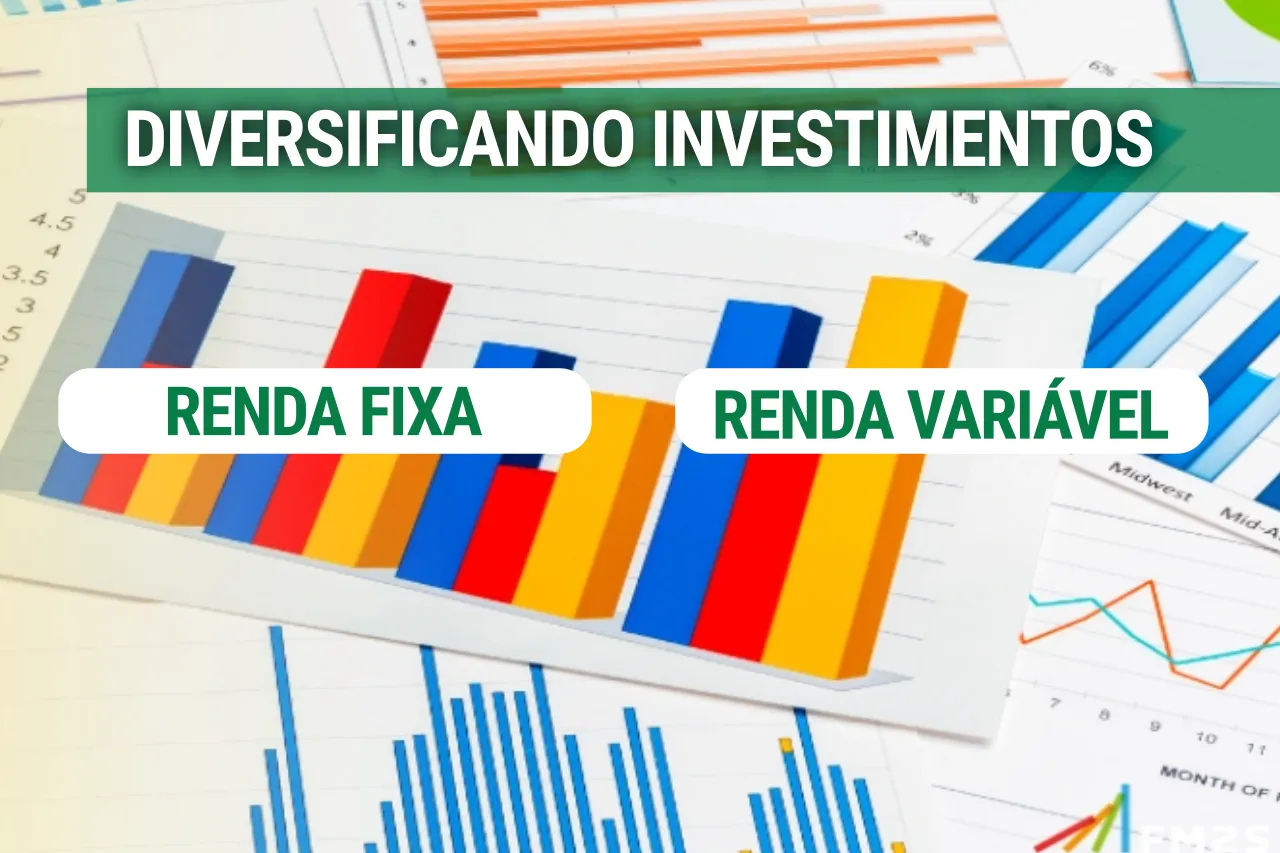 Gráfico mostrando diversificação de investimentos em renda fixa e variável