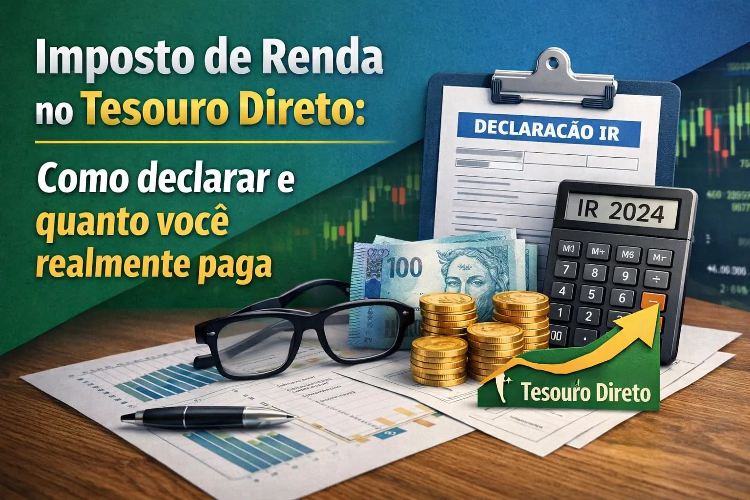 Ilustração conceitual de investimentos em renda fixa e títulos públicos