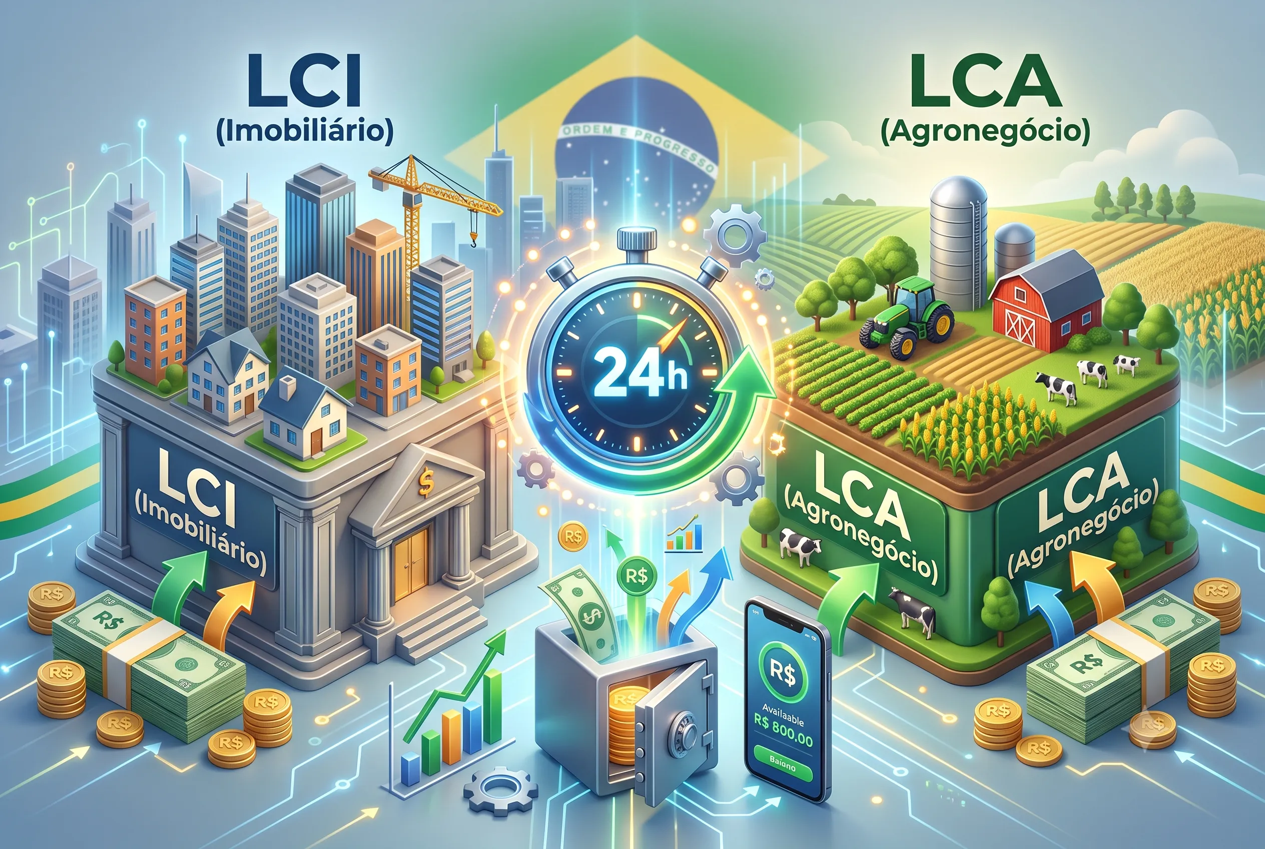 Ilustração conceitual de investimentos em renda fixa e títulos públicos