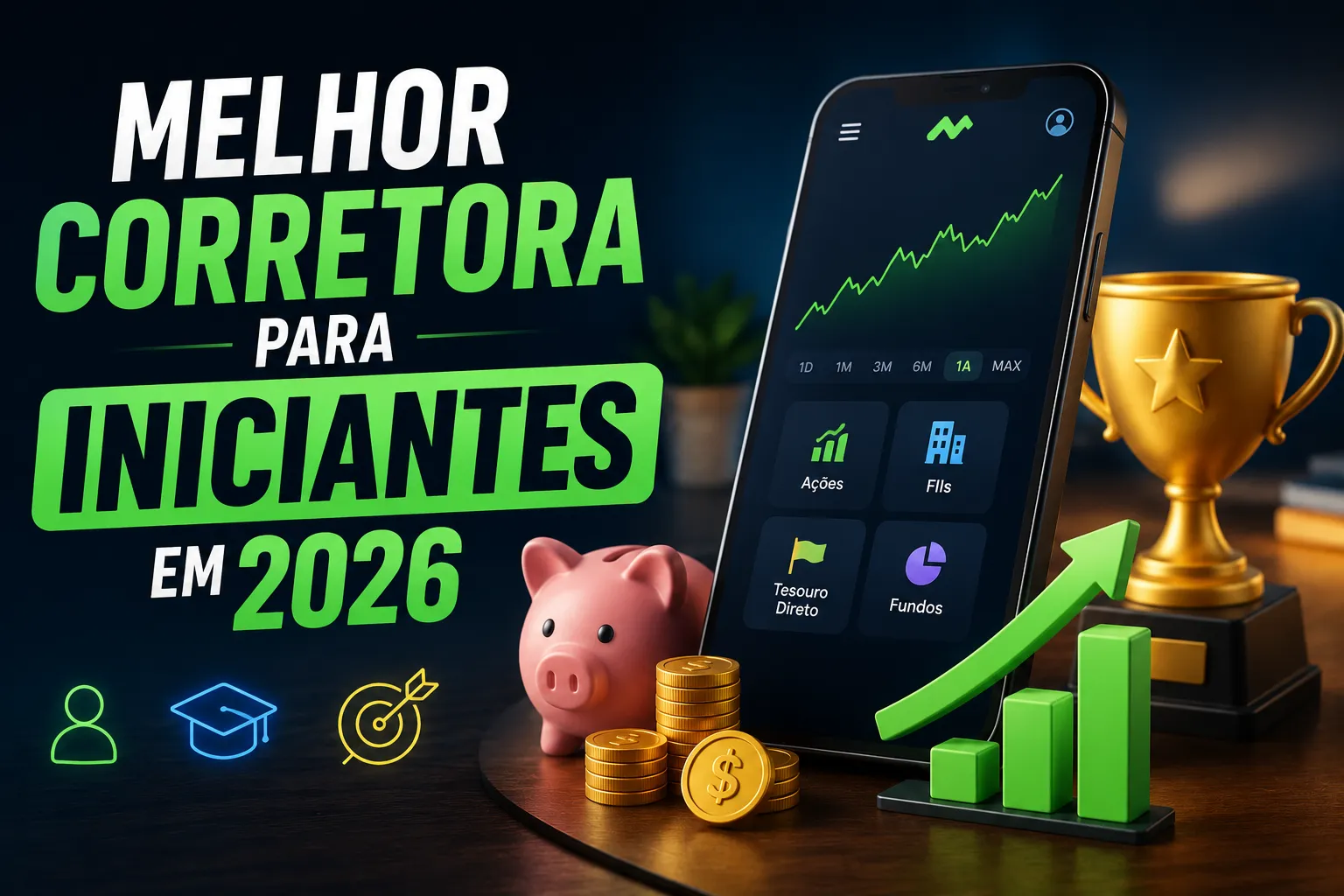 Ilustração representativa sobre Melhor Corretora para Iniciantes em 2026: Comparamos 6 Opções