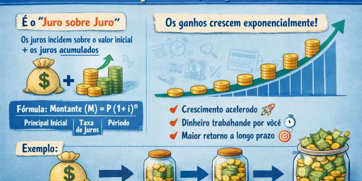 Ilustração representativa sobre Juros Compostos: A Oitava Maravilha para o seu Bolso