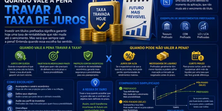 Ilustração representativa sobre Prefixados: Quando vale a pena travar a taxa de juros em 2026?