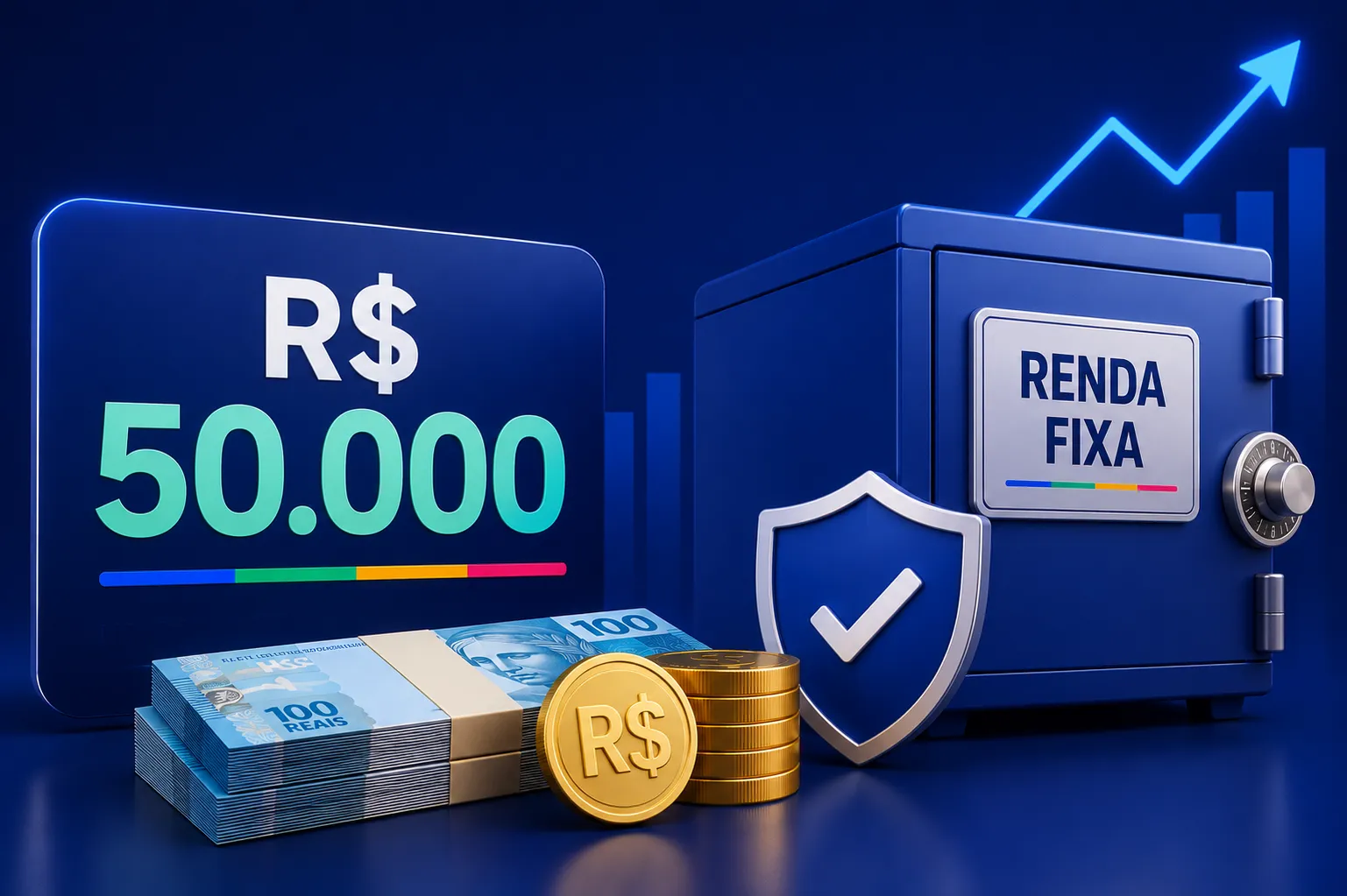 Ilustração conceitual de investimentos em renda fixa e títulos públicos