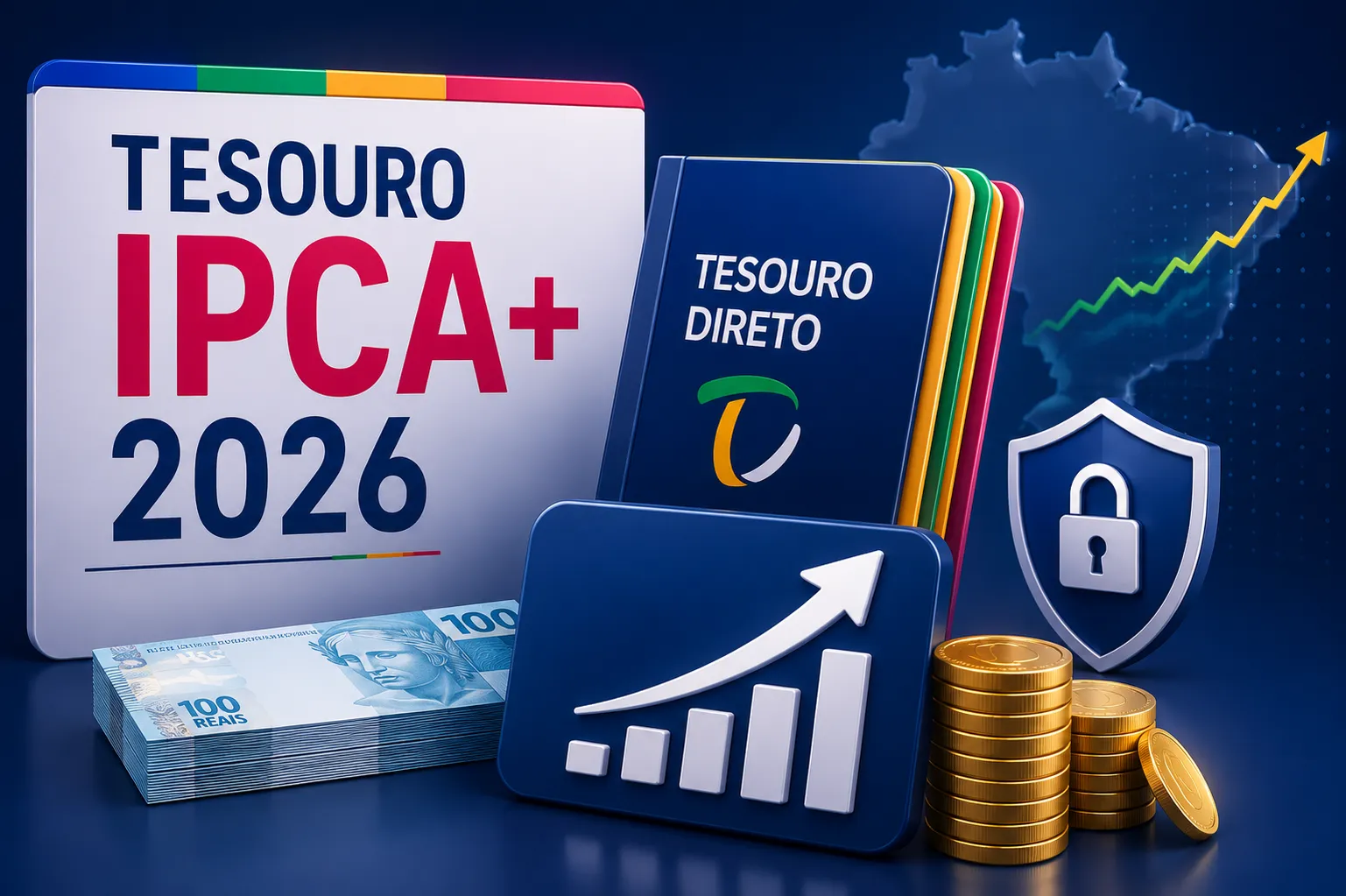 Ilustração conceitual de investimentos em renda fixa e títulos públicos
