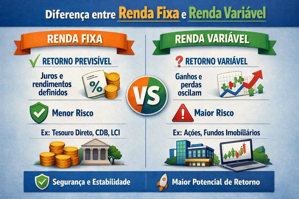 Qual a diferença entre Renda Fixa e Renda Variável? (Guia Atualizado 2026)