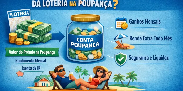 Ilustração representativa sobre Quanto rendem os milhões da loteria na poupança? (E onde