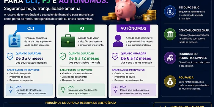 Reserva de Emergência para CLT, PJ e Autônomos: Quantos