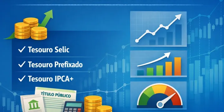 Ilustração conceitual de investimentos em renda fixa e títulos públicos