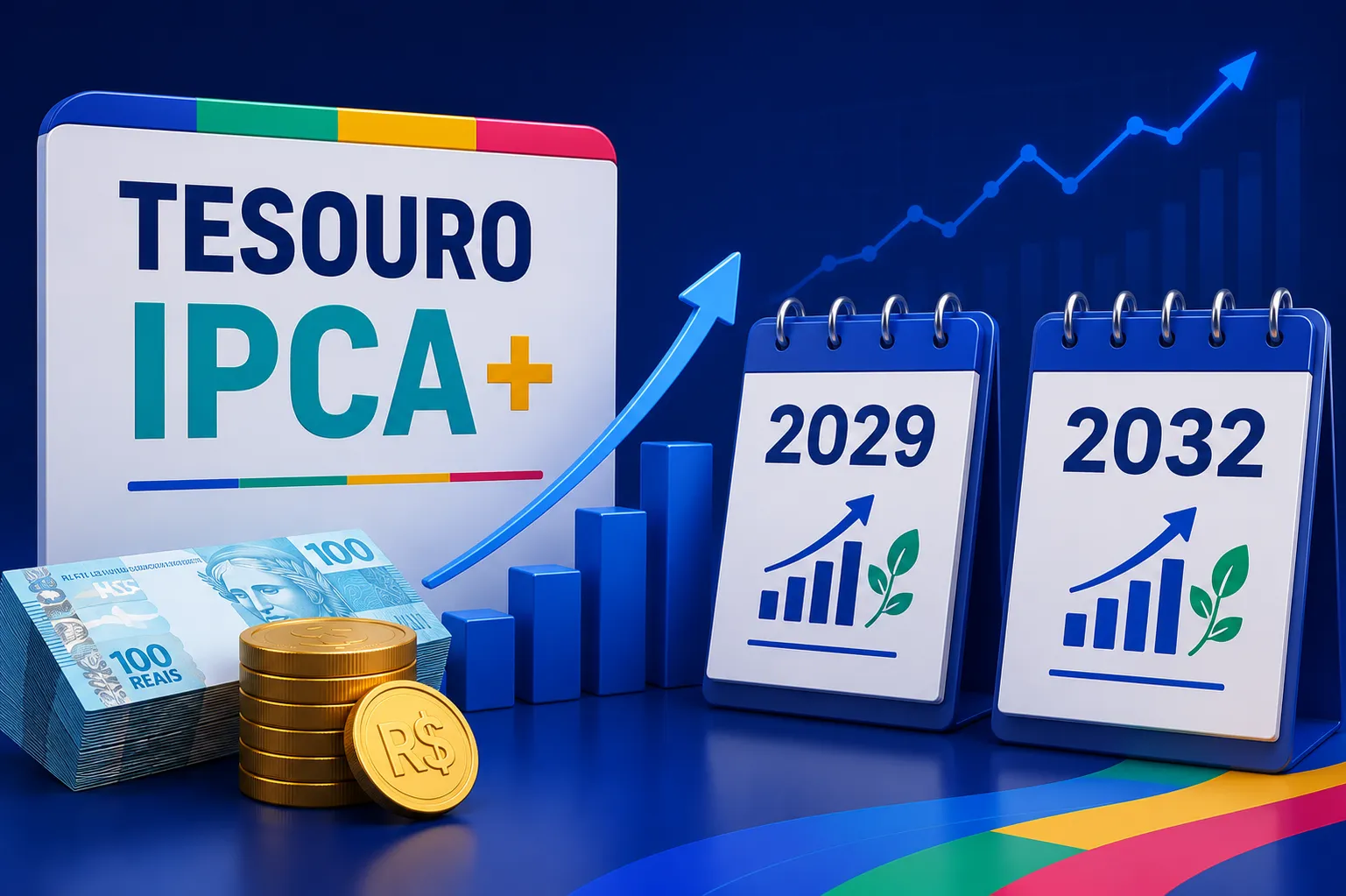 Ilustração conceitual de investimentos em renda fixa e títulos públicos