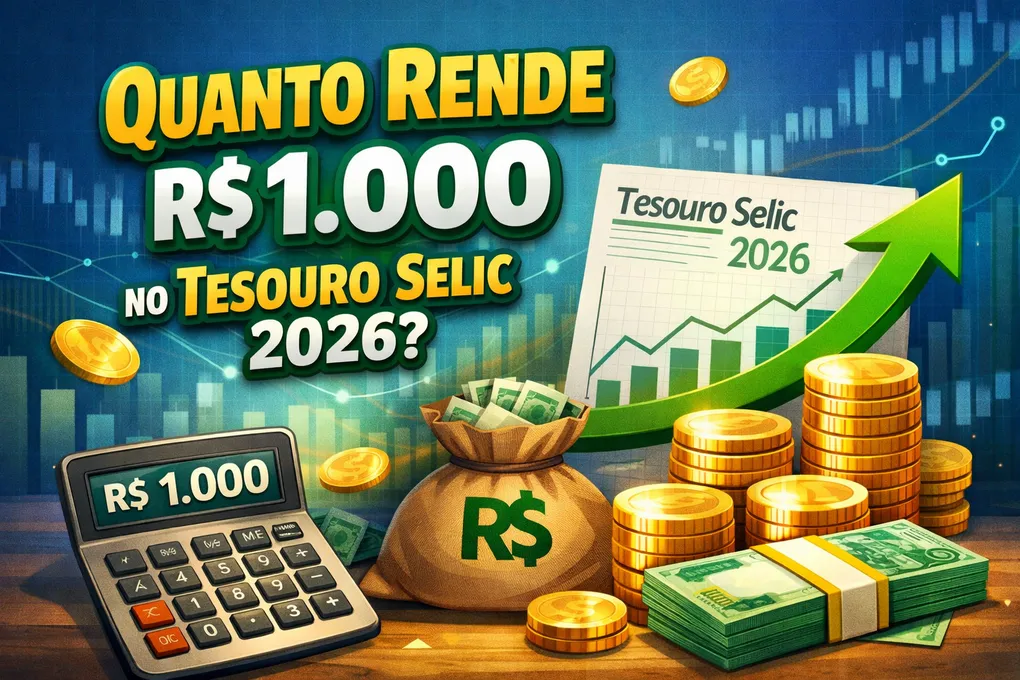 Quanto rende R$ 1.000 no Tesouro Selic 2026? Simulação Real com a Taxa de 15.00%