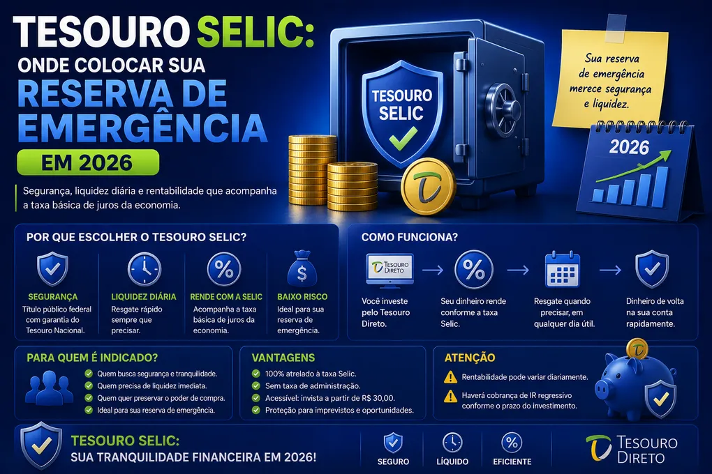 Tesouro Selic: Onde colocar sua reserva de emergência em 2026