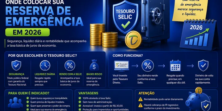Quanto Rende R$ 1.000 no Tesouro Selic por Mês? (Cálculo Líquido 2026)
