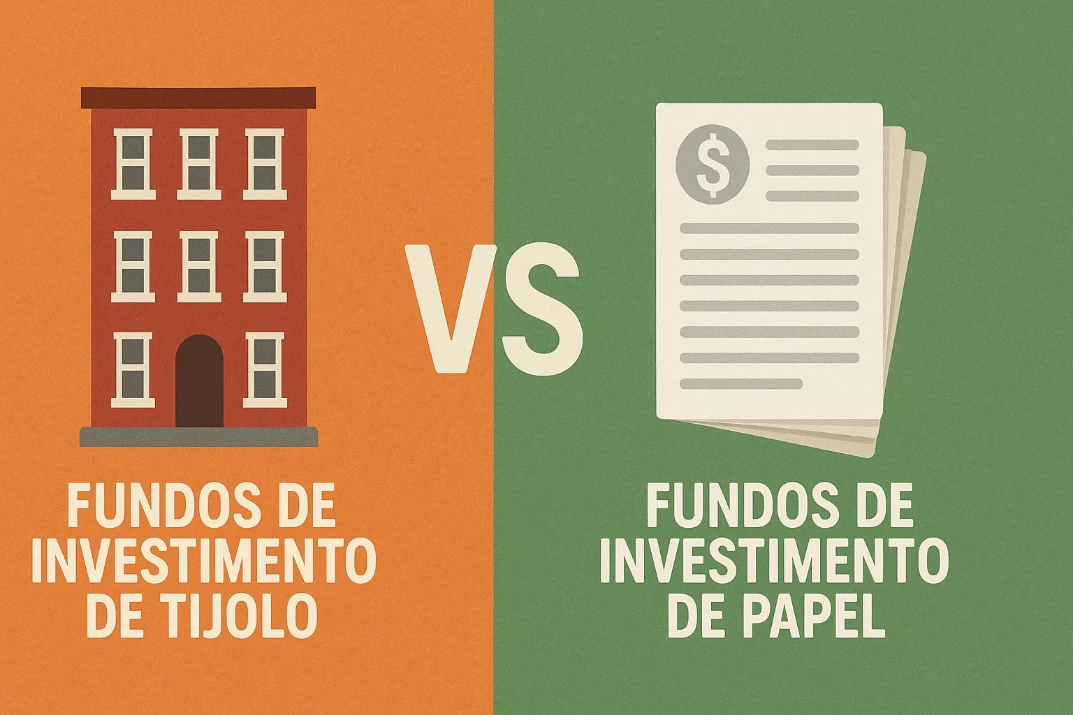 Ilustração sobre fundos imobiliários com prédios e gráficos de rendimentos
